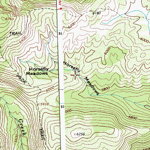 Topographic Map of Horsefly Meadows, ID