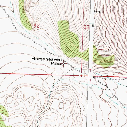 Topographic Map of Horseheaven Pass, ID