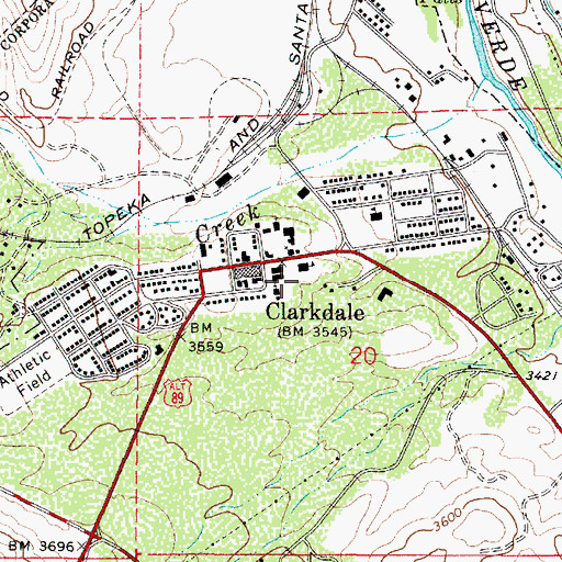 Topographic Map of Clarkdale Park, AZ