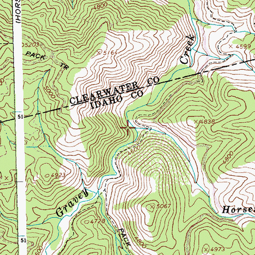 Topographic Map of Horseshoe Creek, ID