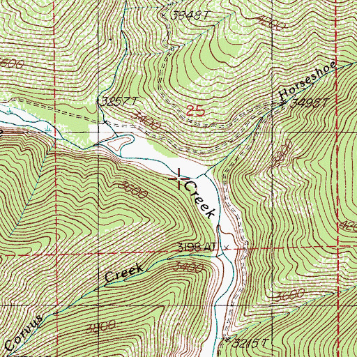 Topographic Map of Horseshoe Creek, ID