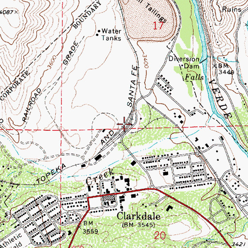 Topographic Map of Clarkdale Railroad Station, AZ