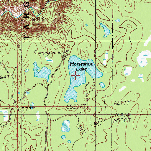 Topographic Map of Horseshoe Lake, ID