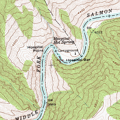 Topographic Map of Hospital Bar, ID