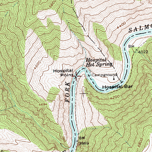 Topographic Map of Hospital Point, ID