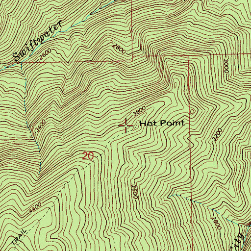 Topographic Map of Hot Point, ID
