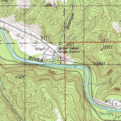 Topographic Map of Hot Spring Campground, ID
