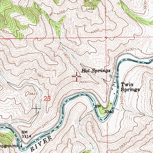 Topographic Map of Hot Springs, ID
