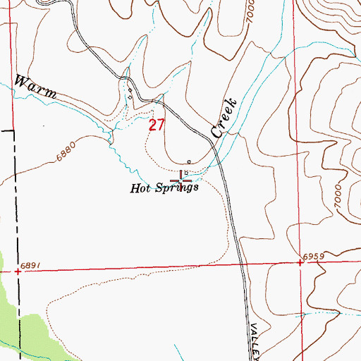 Topographic Map of Hot Springs, ID