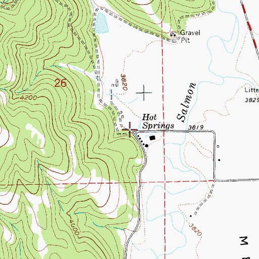 Topographic Map of Hot Springs, ID