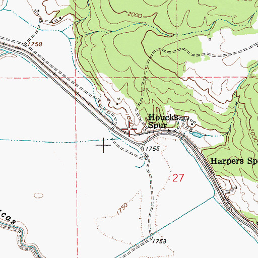 Topographic Map of Houcks Spur, ID