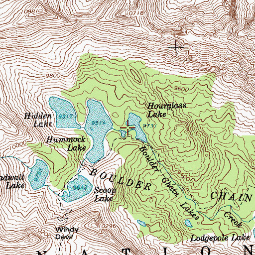 Topographic Map of Hourglass Lake, ID