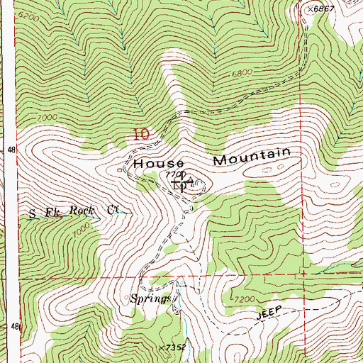 Topographic Map of House Mountain, ID