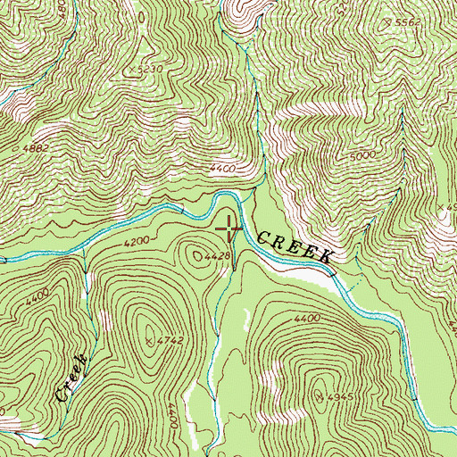 Topographic Map of Howard Creek, ID