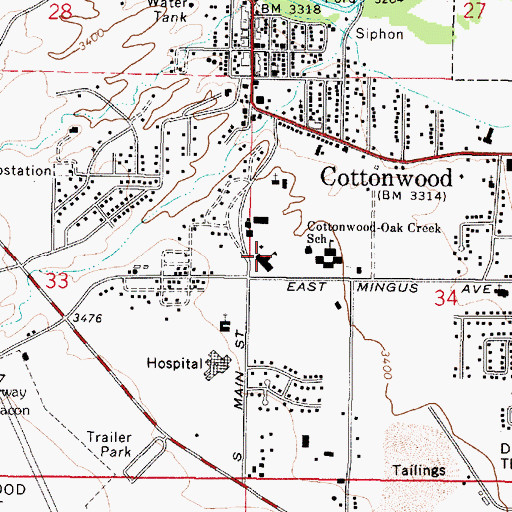Topographic Map of Clemenceau Public School, AZ
