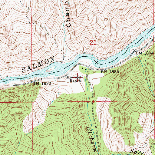 Topographic Map of Howard Ranch, ID