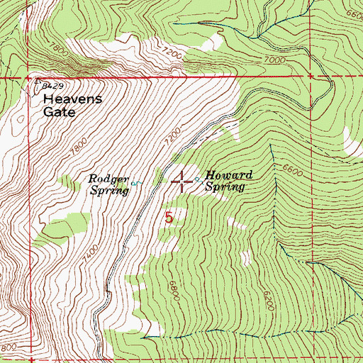 Topographic Map of Howard Spring, ID