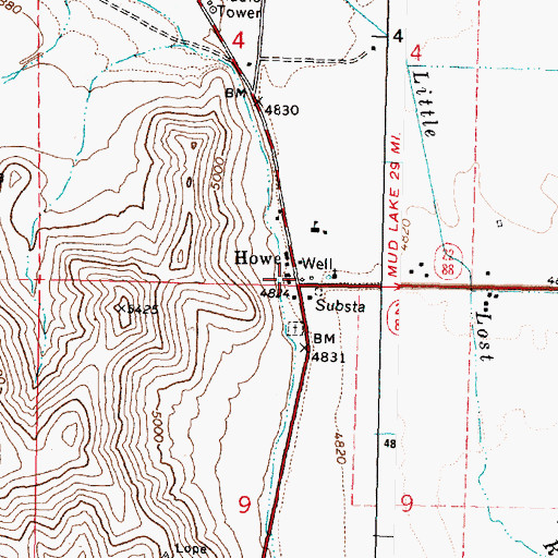 Topographic Map of Howe, ID