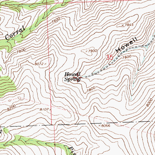Topographic Map of Howell Spring, ID