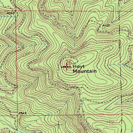 Topographic Map of Hoyt Mountain, ID