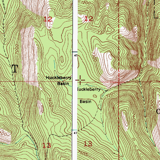 Topographic Map of Huckleberry Basin, ID