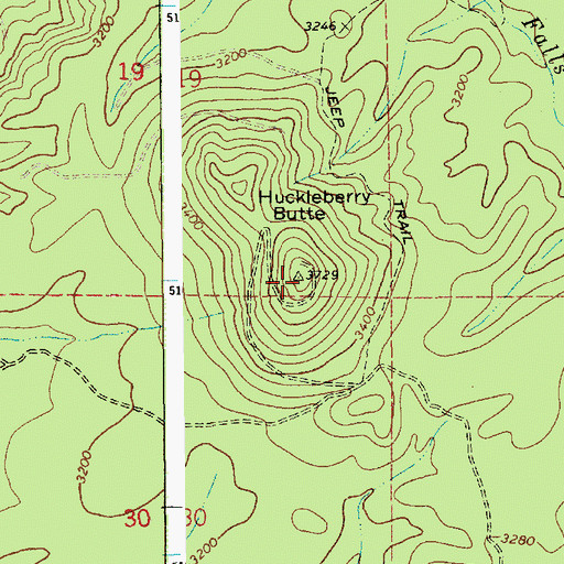 Topographic Map of Huckleberry Butte, ID