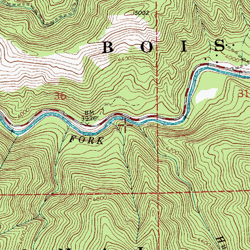 Topographic Map of Huckleberry Creek, ID
