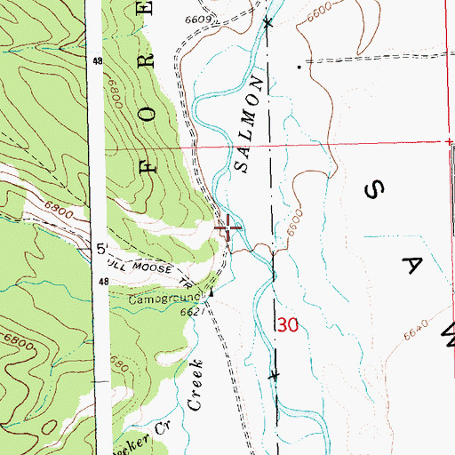 Topographic Map of Huckleberry Creek, ID