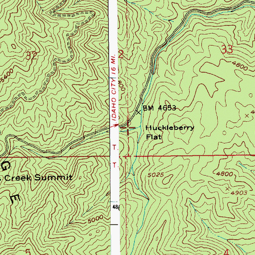 Topographic Map of Huckleberry Flat, ID