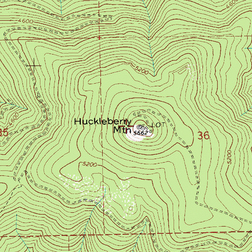 Topographic Map of Huckleberry Mountain, ID
