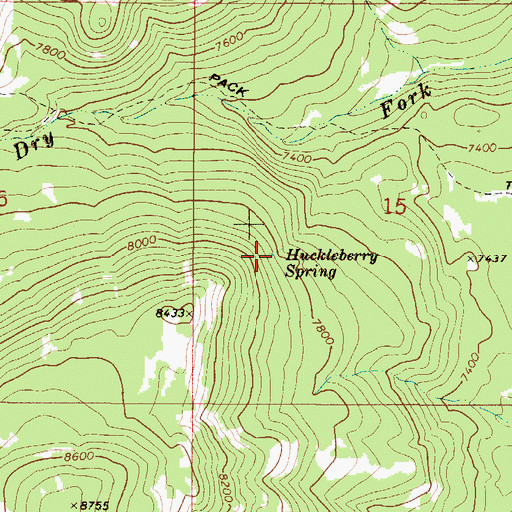 Topographic Map of Huckleberry Spring, ID