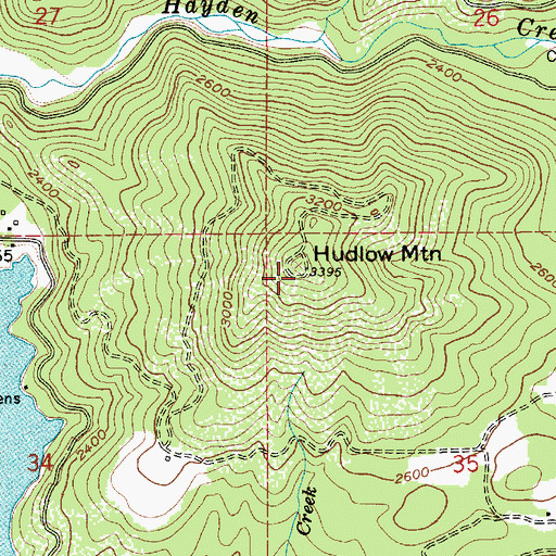 Topographic Map of Hudlow Mountain, ID