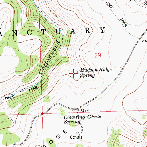 Topographic Map of Hudson Ridge Spring, ID