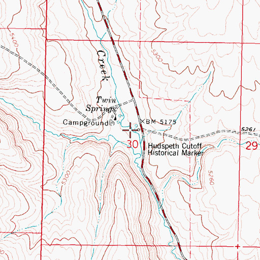Topographic Map of Hudspeth Cutoff Historical Marker, ID