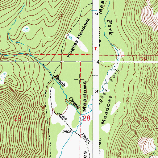 Topographic Map of Hughes Meadows, ID