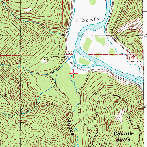 Topographic Map of Hugus Creek, ID