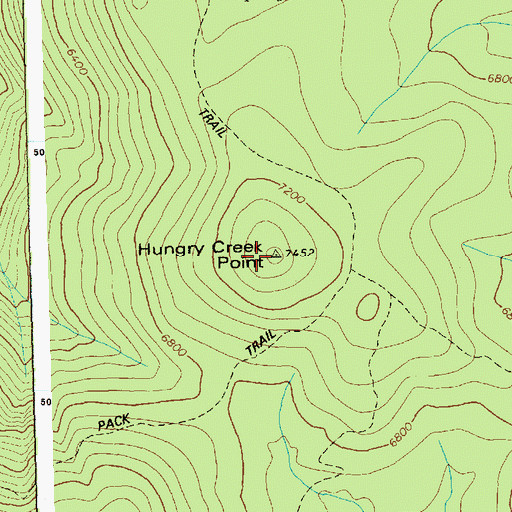Topographic Map of Hungry Creek Point, ID