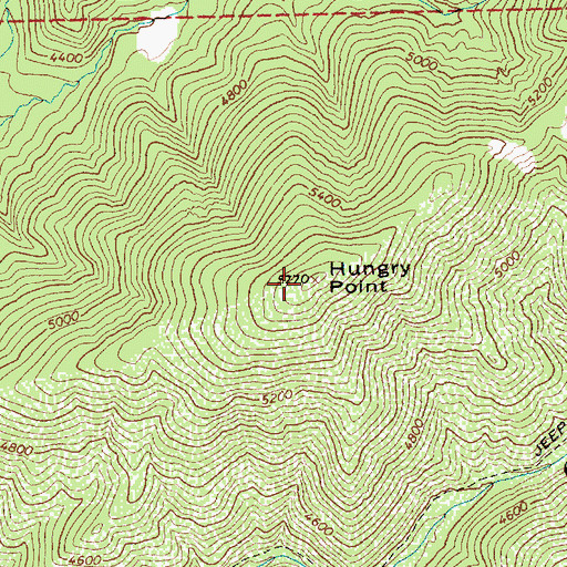Topographic Map of Hungry Point, ID