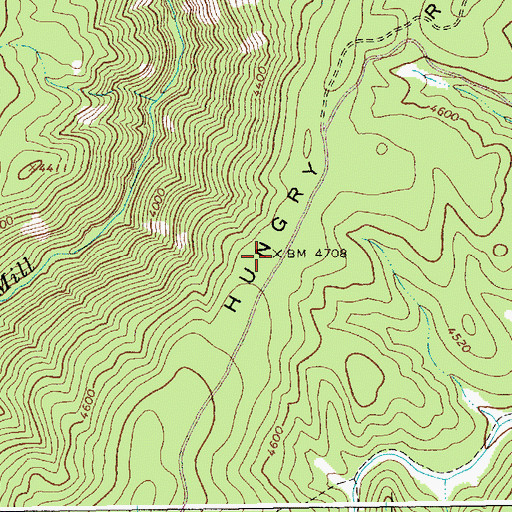 Topographic Map of Hungry Ridge, ID