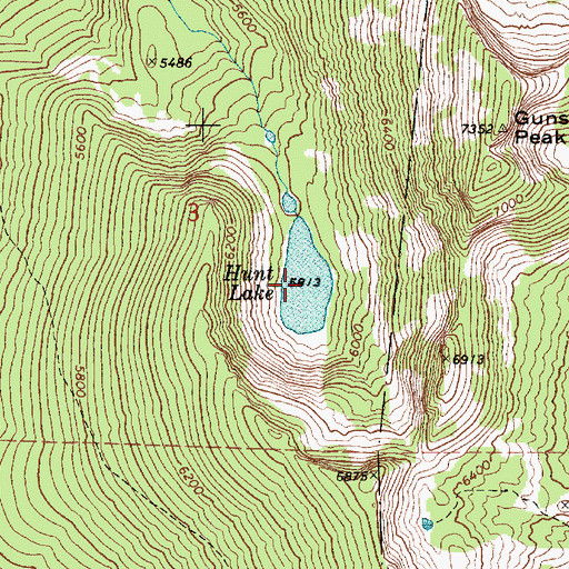 Topographic Map of Hunt Lake, ID