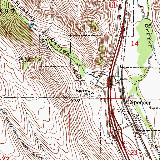 Topographic Map of Huntley Canyon, ID