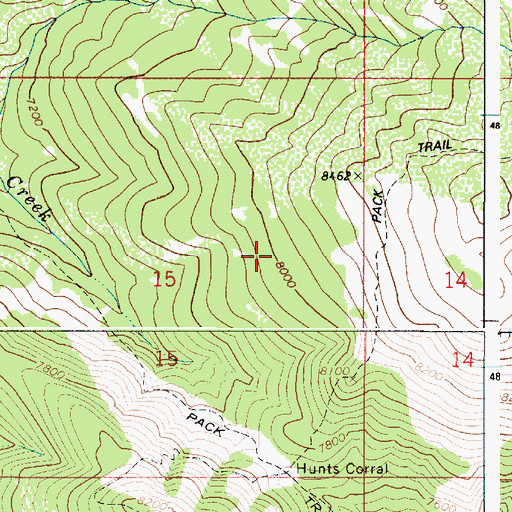 Topographic Map of Hunts Corral, ID