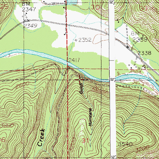 Topographic Map of Hurricane Gulch, ID