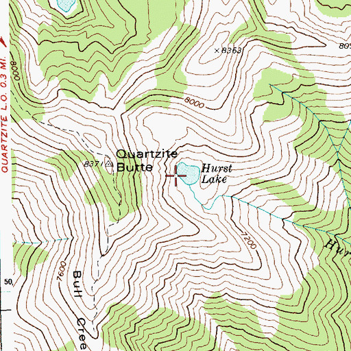 Topographic Map of Hurst Lake, ID