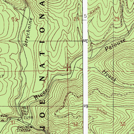 Topographic Map of Hyaak Creek, ID
