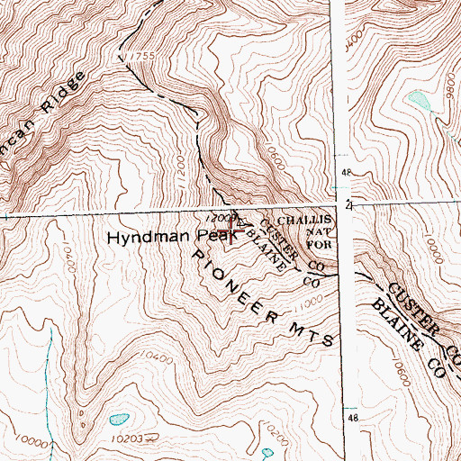 Topographic Map of Hyndman Peak, ID