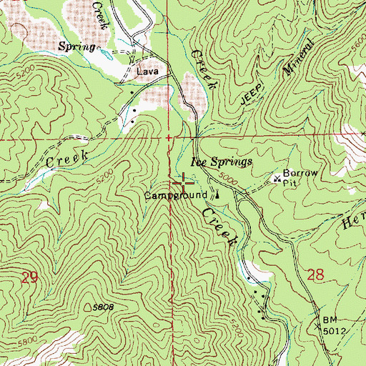Topographic Map of Ice Springs, ID