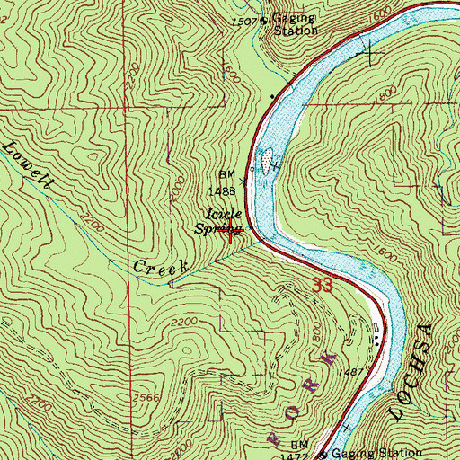 Topographic Map of Icicle Spring, ID
