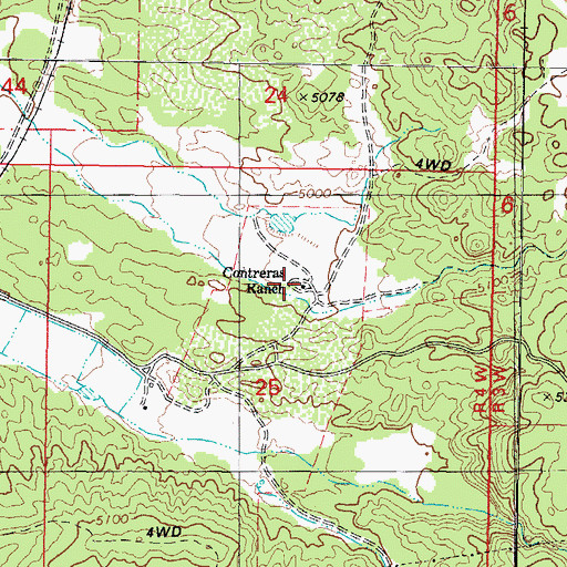 Topographic Map of Contreras Ranch, AZ