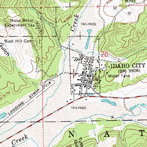 Topographic Map of Idaho City, ID